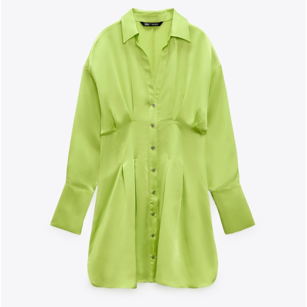 Zara Satin Effect Shirt Dress NWT